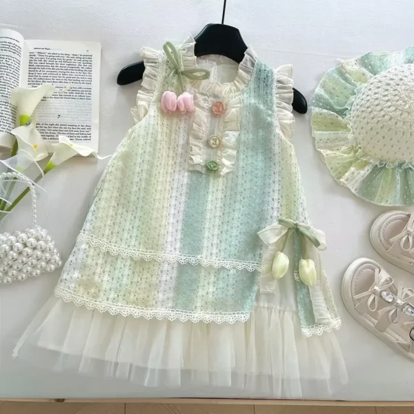 Girls Dresses Sleeveless Flower Princess Dress