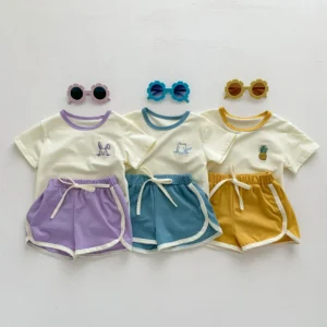 Baby Girl Tracksuits Embroidery Short Sleeve T-shirt