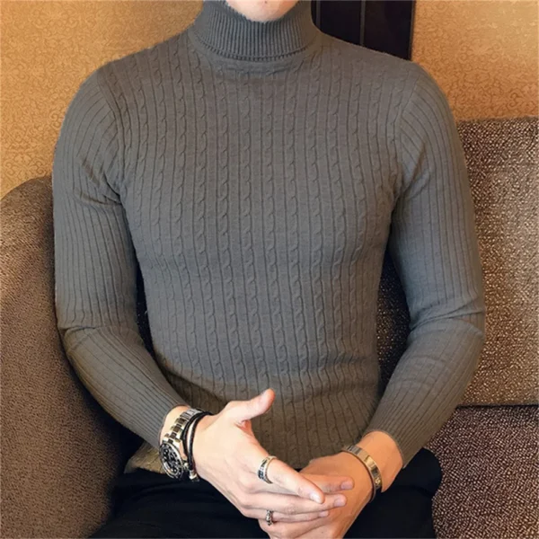 Autumn Winter Turtleneck Pullovers Warm Men's Sweater - Image 5