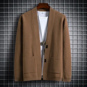 Brown New Spring Autumn Casual Knitted Fit Cardigan