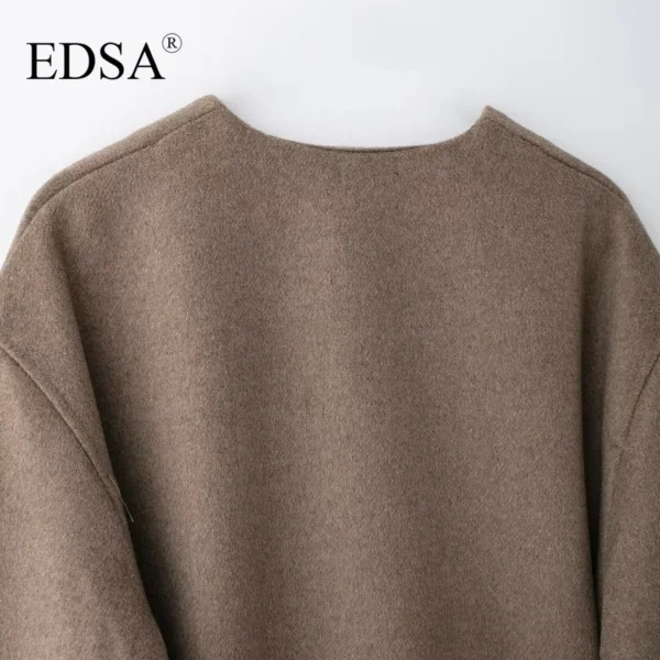 EDSA Women Soft Belted Jacket Wrap V-neck Long Sleeves - Image 6