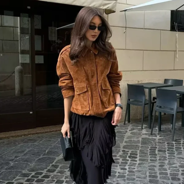 Bomber Jackets for Women Outerwears Suede Jacket Women - Image 4