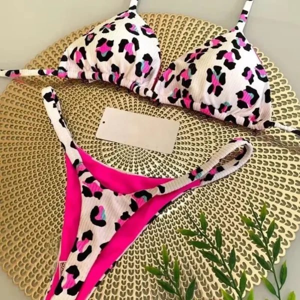 2025 Women's Bikini Swimsuit Women's Split Solid Color - Image 3