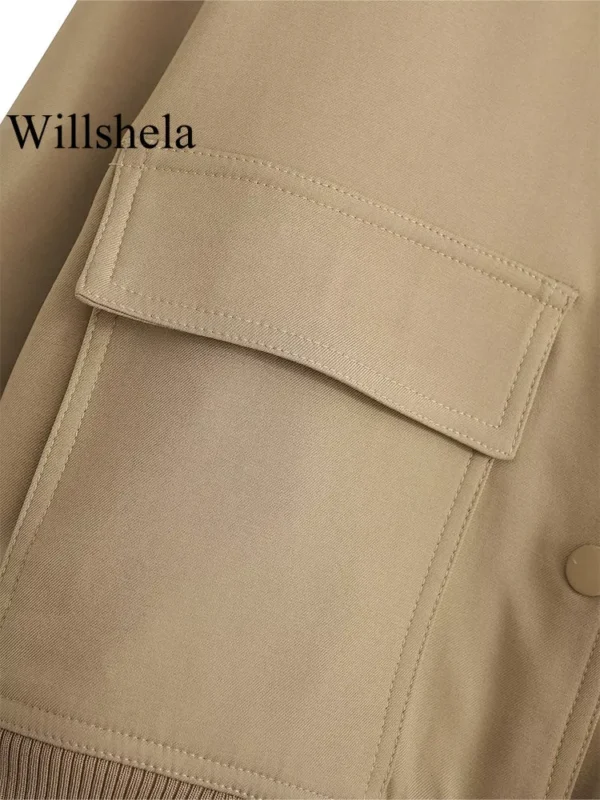 Women Fashion Jackets Coat With Pockets V-Neck Single - Image 8