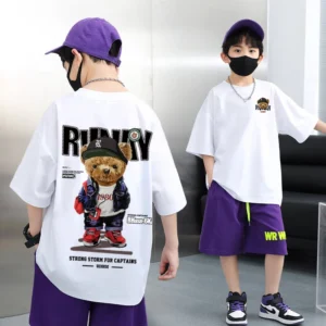 Children's Clothing American Vintage Bear Print Graphic T Shirts