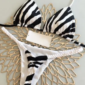 Bikini High Waist Swimsuit Sexy Thong Bikini Set Zebra