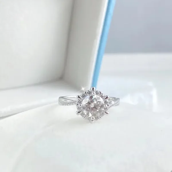 Certified Moissanite Diamond 925 Sterling Silver Plated 18k White Gold  Ring - Image 4