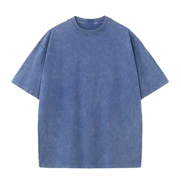 Cotton Washed T-shirt for Unisex Loose O-Neck Oversized Tee - Image 3