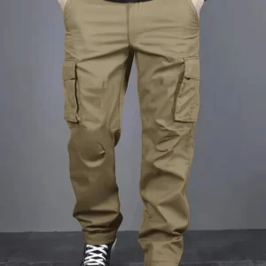 Men's casual multi pocket work pants with loose fit