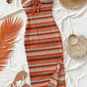 Striped Bow Patchwork Slim Dress