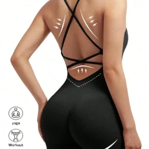 Sexy Fitness Jumpsuit Women Cross Adjustable Sports Playsuit