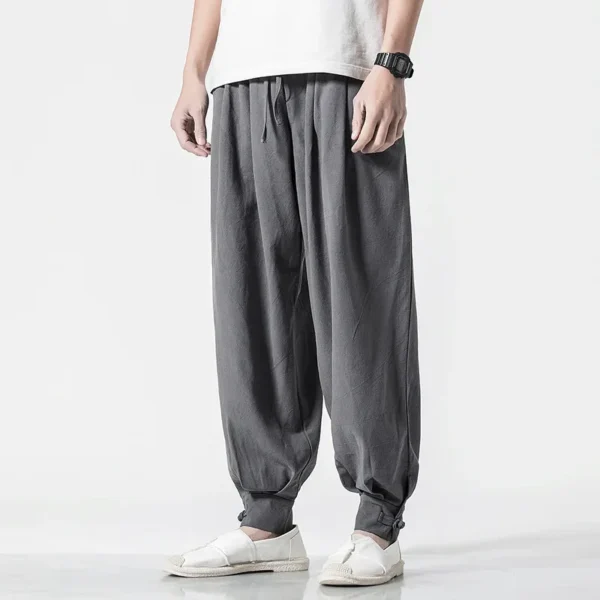 Loose-fit Cotton Linen Men's Women's Monk Pants - Image 2