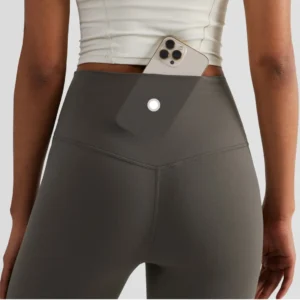 Solid Color Back Waist Pocket High Waist Yoga