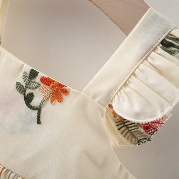 Baby Girl  Flower Embroidered Sleeveless Princess Dress - Image 4