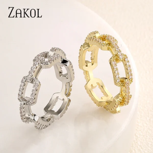 Fashion Cuban Link Chain Ring Engagement Jewelry