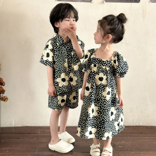 Baby Girl's Dress Short Sleeve Casual Boy's Two Piece Suit - Image 3
