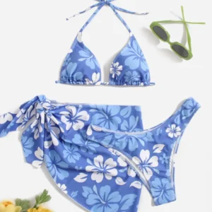 European and American Sexy Swimsuit Skirt Bikini Three-Piece Set