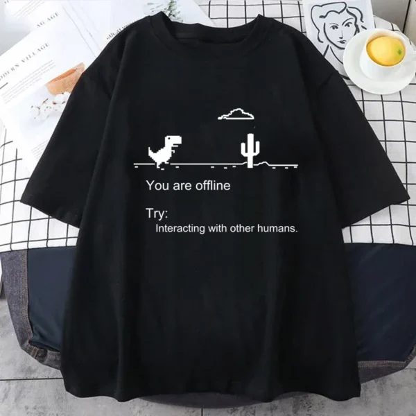 Men's T-shirts Printed Dinosaur Funny Cotton T-shirt - Image 5