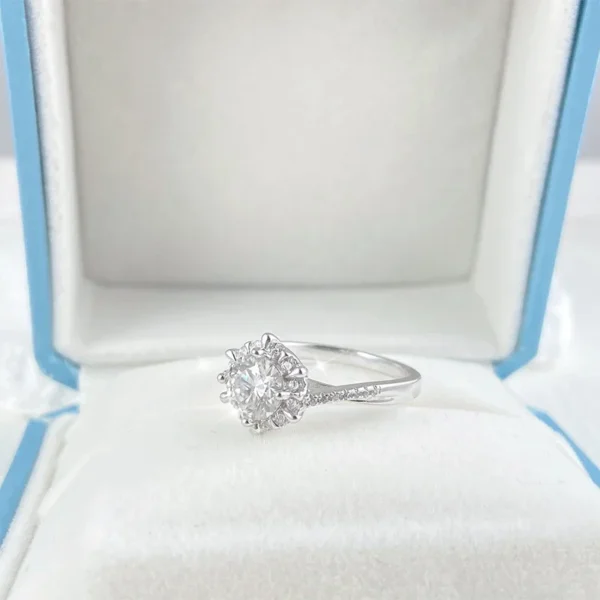 Certified Moissanite Diamond 925 Sterling Silver Plated 18k White Gold  Ring - Image 3