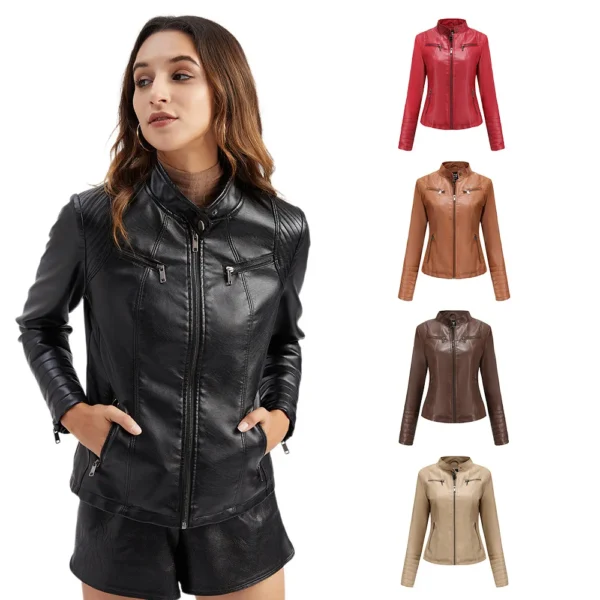 2025 Women's Leather Jacket Spring Autumn - Image 3