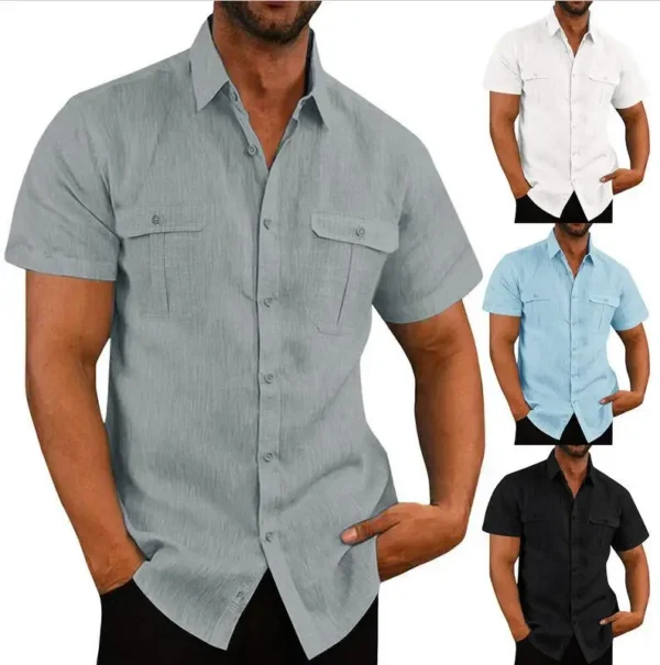 Shirts Stand-Up Collar Casual Beach Style Plus Shirt - Image 5