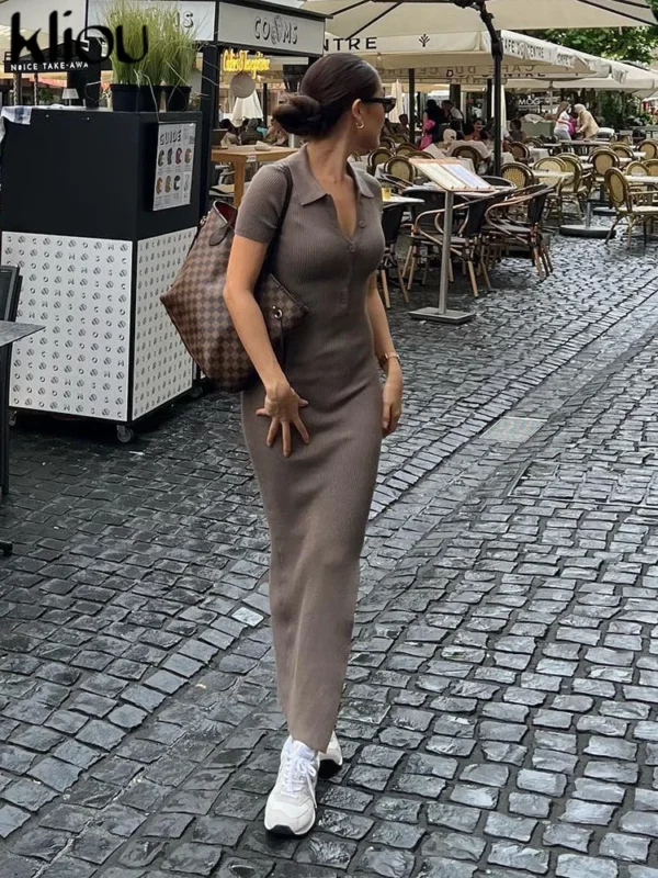 Elegant Collared Maxi Dress - Image 3