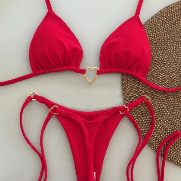 New Solid Color White Bikini Women suit Low Waist - Image 3