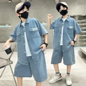 New Casual Kids Child  Denim Suit for Teenage Boy