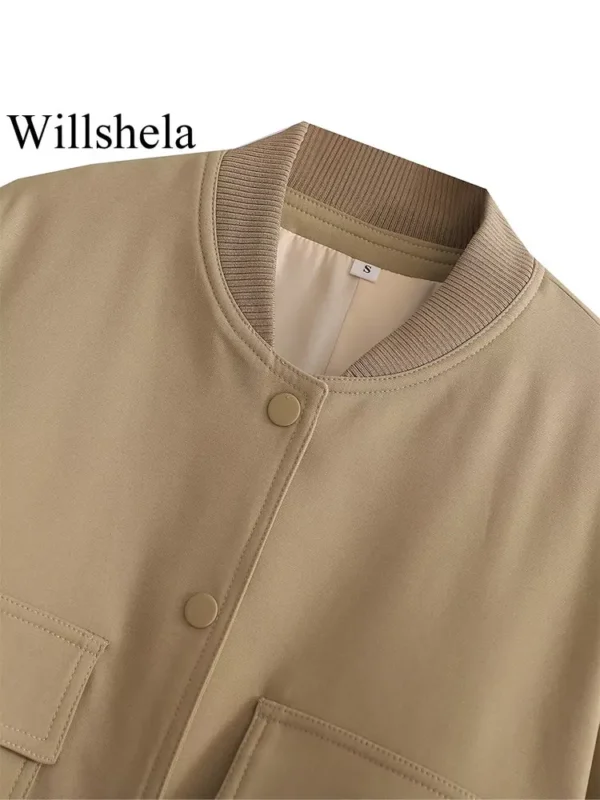Women Fashion Jackets Coat With Pockets V-Neck Single - Image 6