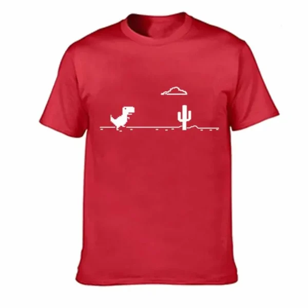 Mosaic Game Cactus Little Dinosaur Prints Men T-Shirts - Image 5