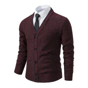 Men's knitted cardigan casual V-neck autumn