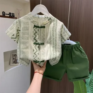 Boys Clothing New Chinese Style Short sleeved Clothes