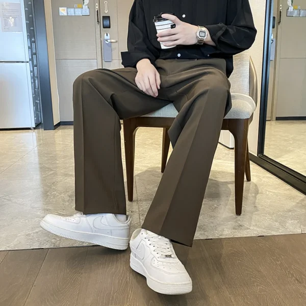 Spring Men Suit Pants Wide Leg Long Drape Trousers - Image 4