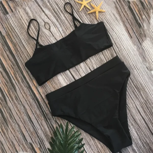 Swimwear New Sexy Solid Color Swimsuit Set High Waist