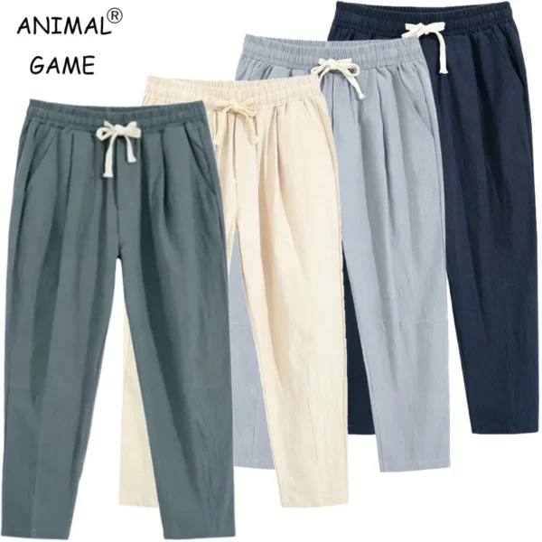 Mens Lightweight Cotton Pants Casual Color Sweatpants