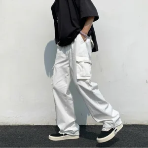 Casual Loose Fit Cotton White Men's Pants