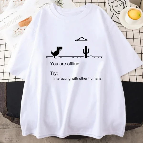 Men's T-shirts Printed Dinosaur Funny Cotton T-shirt - Image 6