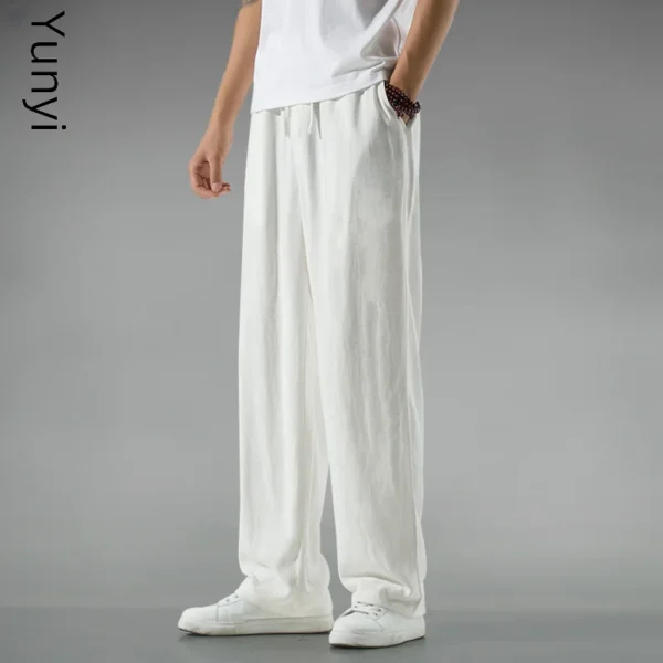 Summer Loose-fit Casual Pants Men's Linen Beige