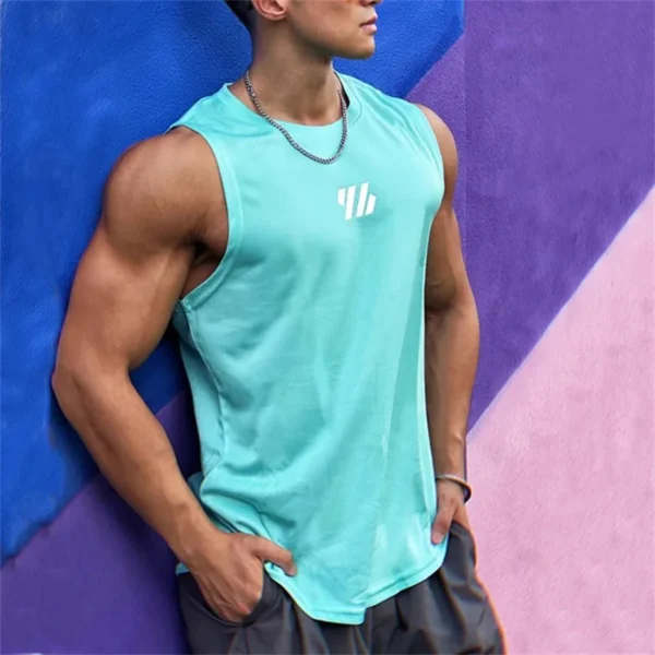Summer Gym Vest High Quality mesh Shirt Sleeveless T-shirts Men - Image 4