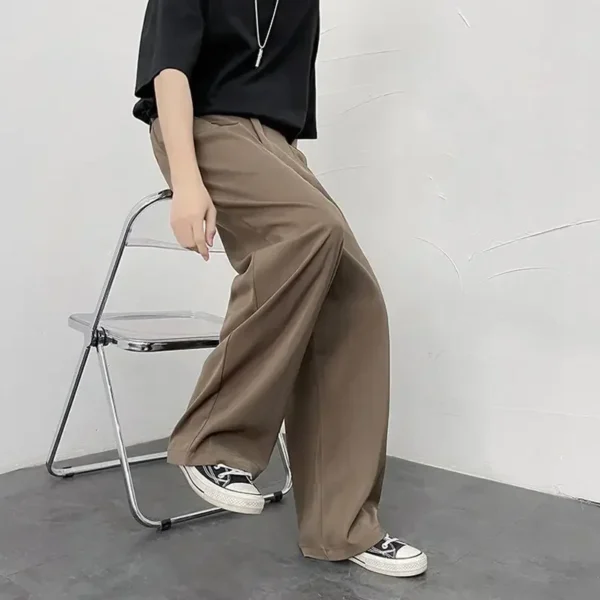 Black Trousers for Men Fluid Wide Leg High Quality Designer Clothes - Image 5