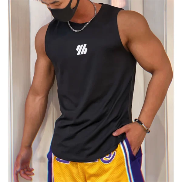 Summer Gym Vest High Quality mesh Shirt Sleeveless T-shirts Men - Image 2