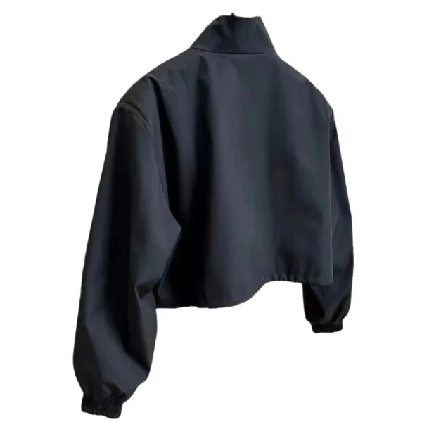 Korean Style Stand Collar Cropped Jacket For Women - Image 5