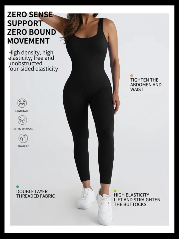 sleeveless summer jumpsuit ribbed yoga suit sports outdoor clothing - Image 5