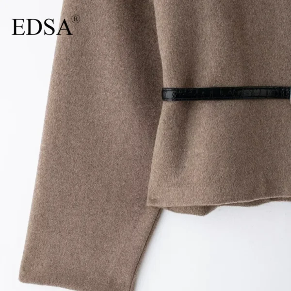 EDSA Women Soft Belted Jacket Wrap V-neck Long Sleeves - Image 5
