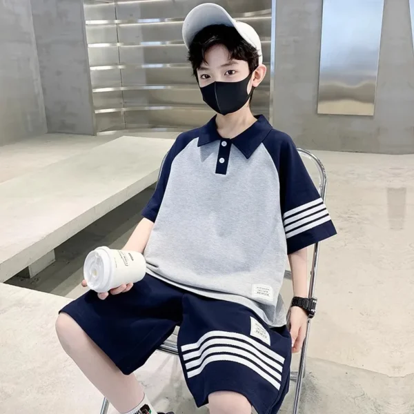 Boy Polo Set Cotton Baby Clothes Shirt Shorts - Image 5