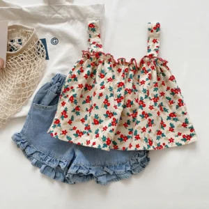 Summer Kids Girls Outfit Sets Cotton Toddler Girls