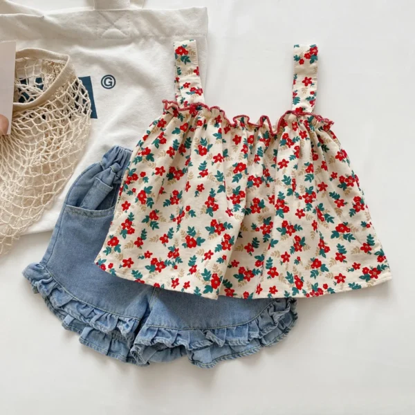 Summer Kids Girls Outfit Sets Cotton Toddler Girls