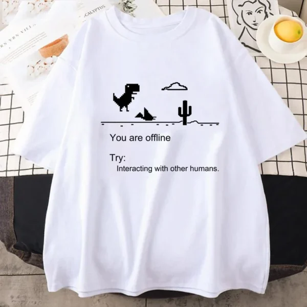 Men's T-shirts Printed Dinosaur Funny Cotton T-shirt - Image 2
