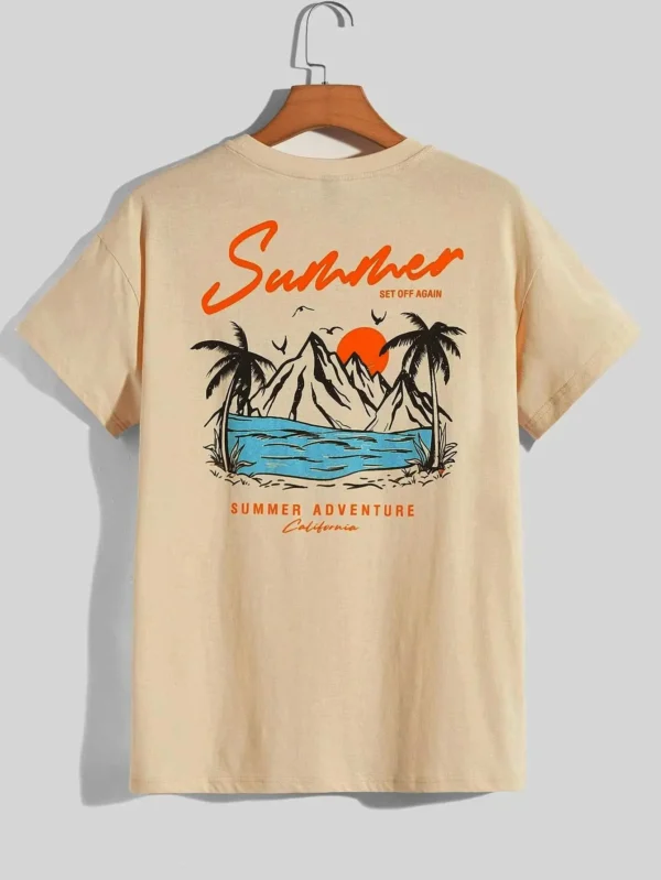 Mens T-Shirt Cotton Loose Tee Clothing Fashion