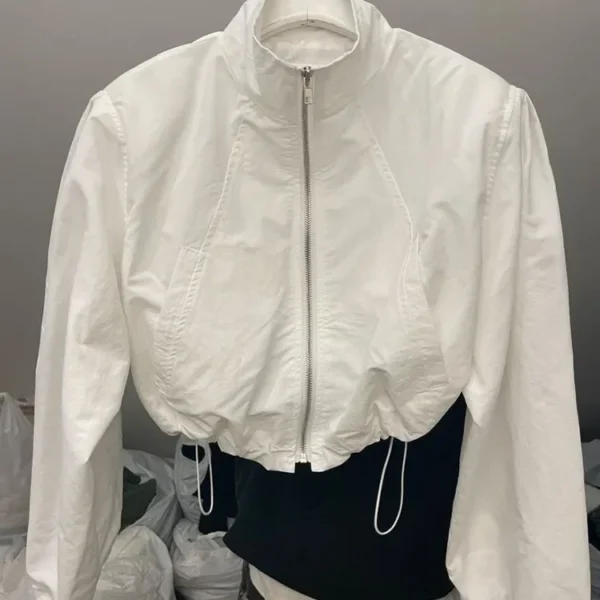 Collar Women's Clothes Long Sleeve Cropped Jacket - Image 2